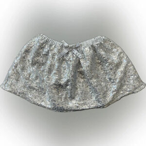365 Kids Sparkling Silver Sequins Lined Tutu Skirt, Silver Bow, 4
